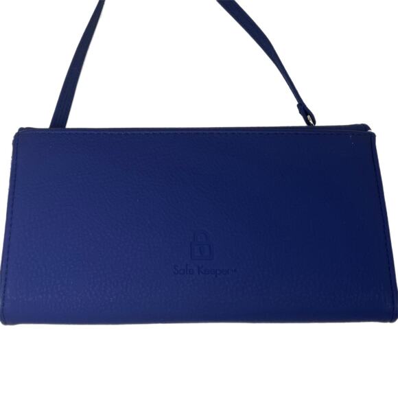 Crossbody Purse Dark Blue/Purple Faux Leather Safe Keeper with Gold Accents - Picture 3 of 12